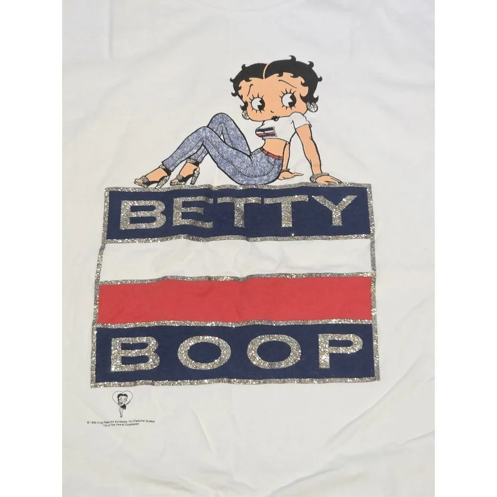 Vintage 90s Betty Boop T-Shirt XXL Diamond Dust Glitter Cartoon Graphic USA Rare